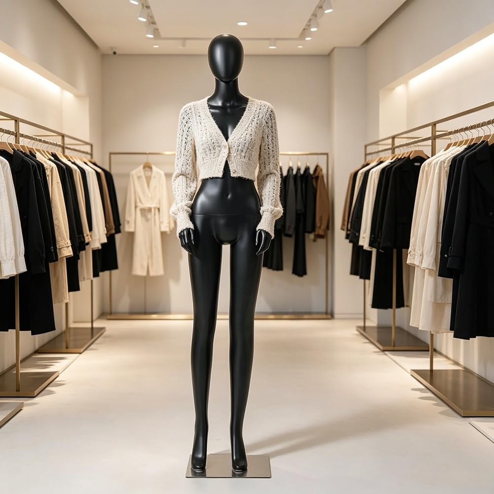 Female Mannequin Full Body, Poseable Mannequins Dress Form Strong Dress Form with Detachable Head and Metal Base for Retail Clothing Shops(#1)