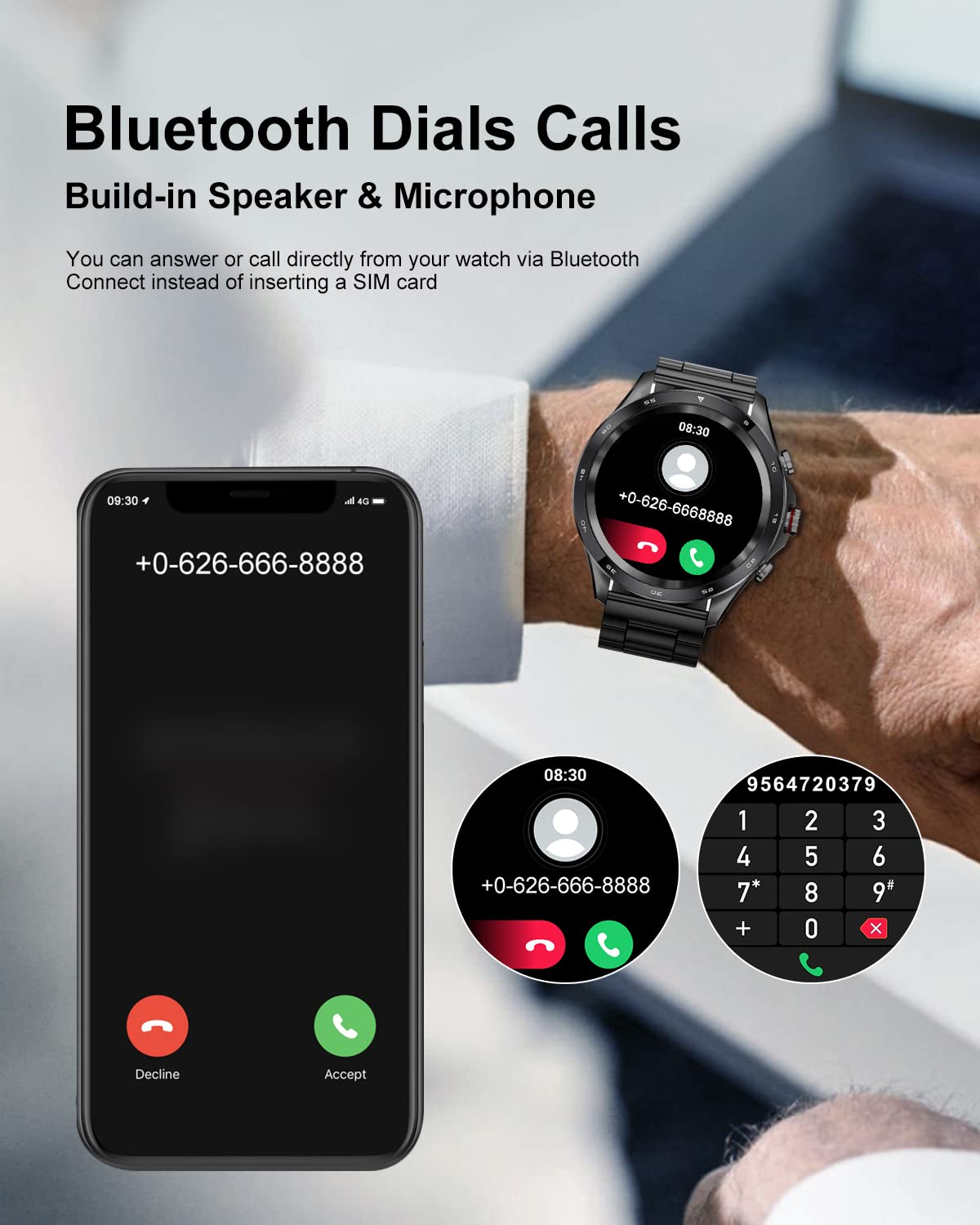 LIGE Montre Connectée Homme 1.32" Appel Bluetooth Etanche Fréquence Cardiaque Sommeil Podomètre Calorie Android iOS