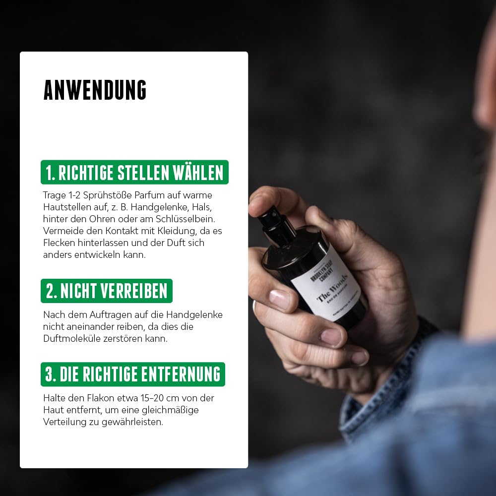 The Woods (50ml) · Brooklyn Soap Company · Elegant-holziges Eau de Parfum für Männer · Mit Kaschmirholz, Bergamotte, Pfeffer & Muskat · Langanhaltender Herrenduft