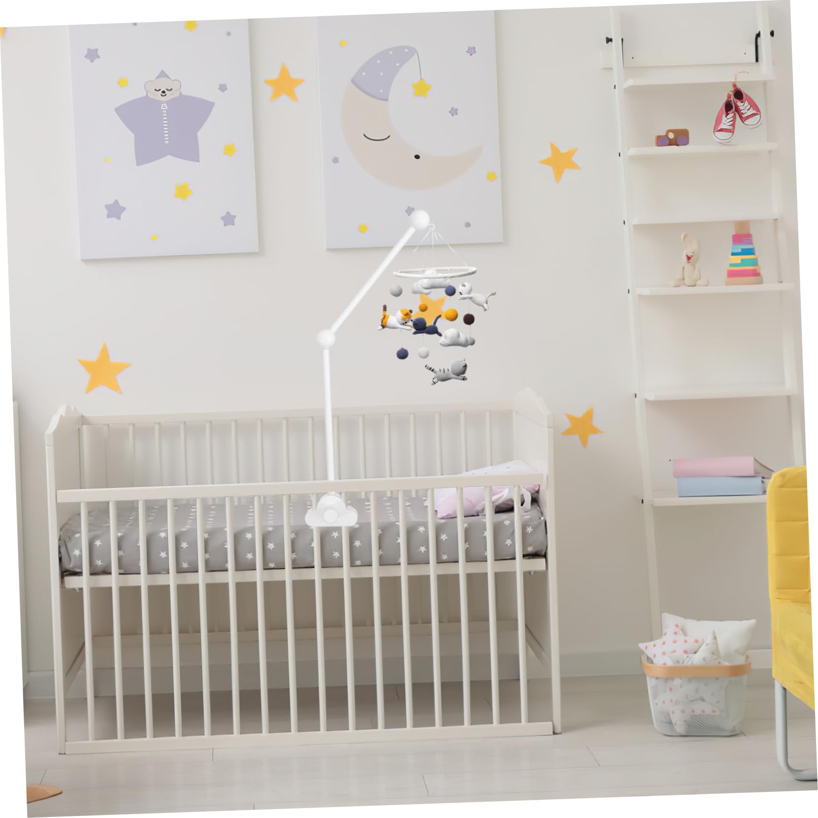 Kisangel Mobile-Halterung Aus Holz Für Kinderbett Mobile-arm Mit Wolken-Design Zubehör Für Babybett Dekoration Für Kinderzimmer Einfach Zu Montieren