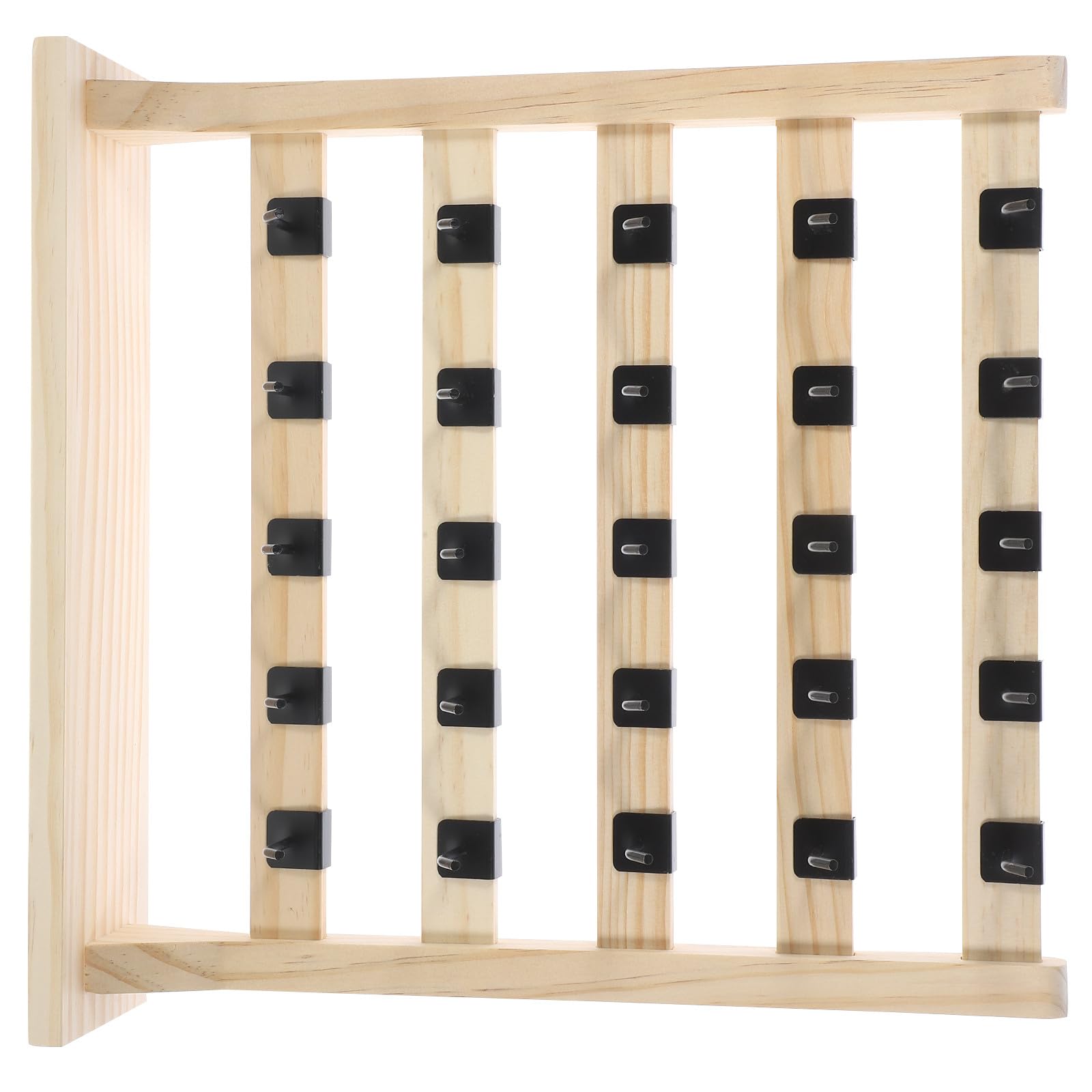 Expositor de Joyas de Madera de 5 Capas 25 Ganchos Ajustables para Pendientes y Collares, Organizador Elegante Amplio Espacio para Accesorios y Bisutería