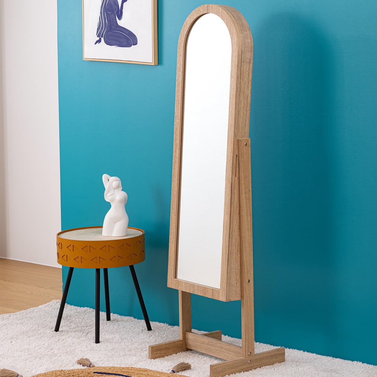 Atmosphera - Armario Joyero de pie con espejo 'Soleya' madera natural H.145cm
