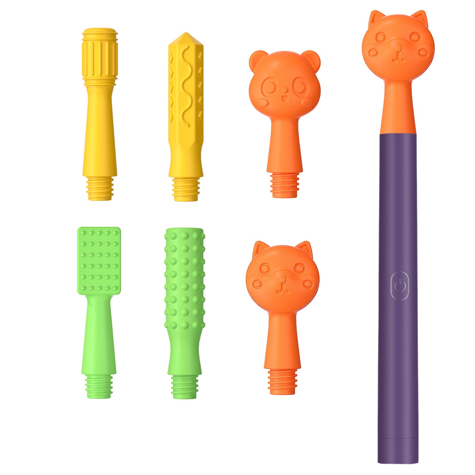Oral Motor Stimulation kit with 6 Soft Textured Interchangeable Heads,Support for Speech and Feeding,Enhancing Muscle Strength and Coordination, Improve Phonation,Calm Sensory Needs