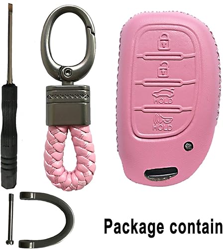 Miniatura 6 de Funda de cuero para llavero inteligente 4Btns de 4Btns con protector remoto para Hyundai Tucson Elantra Sonata 2016 2017 2018 2019 2020 2021 no se