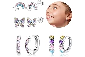 Adorable Earrings for Girls - Shimmering Sterling Silver Huggies and Studs