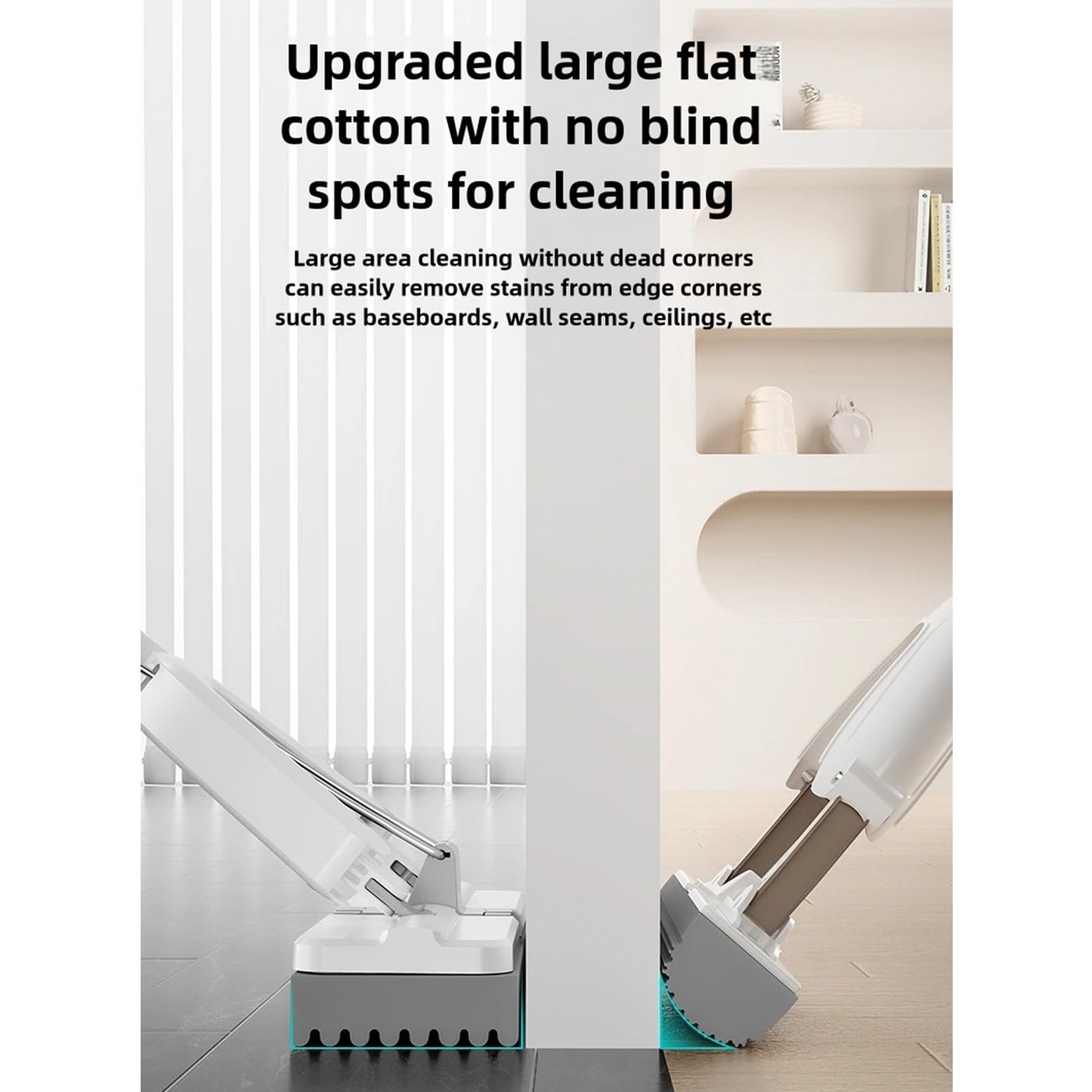 Mopa Plana Escoba fregona Magic con 3 Esponja Ultra Absorbente Permite Limpiar los Suelos sin mojarse y ensuciarse Las Manos Ideal for Todas Las Superficies Lisas(White Gray)