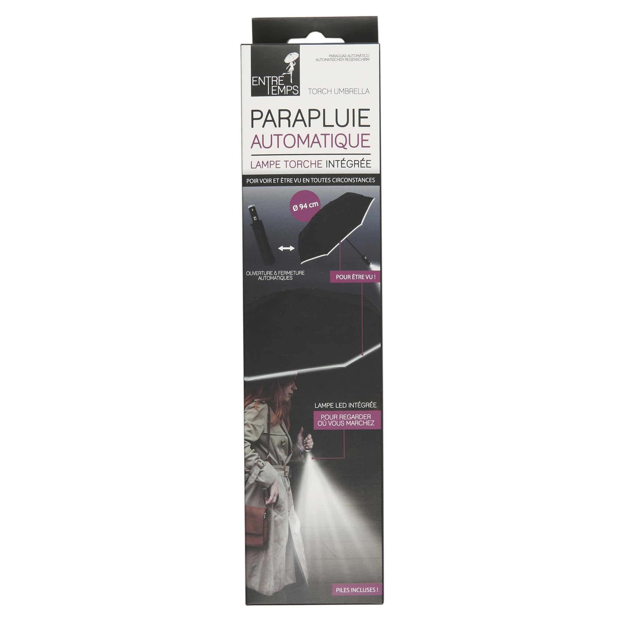 CMP Automatic Umbrella with Integrated Flashlight/Diameter: 94 cm