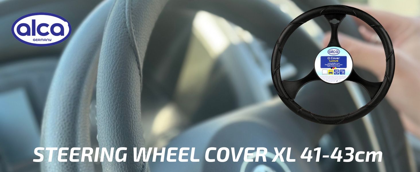 Black Leather Look 42cm Truck/Van Large Steering Wheel Cover - 22/XTRMXLSWCBLA