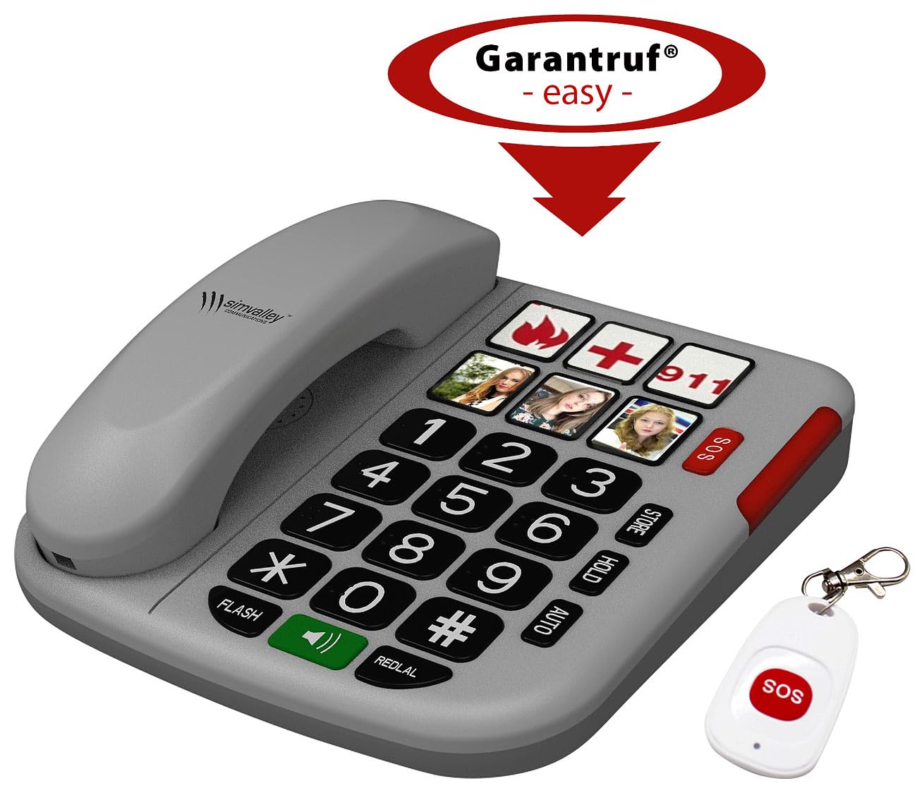 Communications Desktop-Telefon: Senioren-Notruf-Telefon, Funk-SOS-Taster, SOS-Armband, TAE-Adapter (Rentner-Telefon Festnetz, Schreibtisch-Festnetztelefon)
