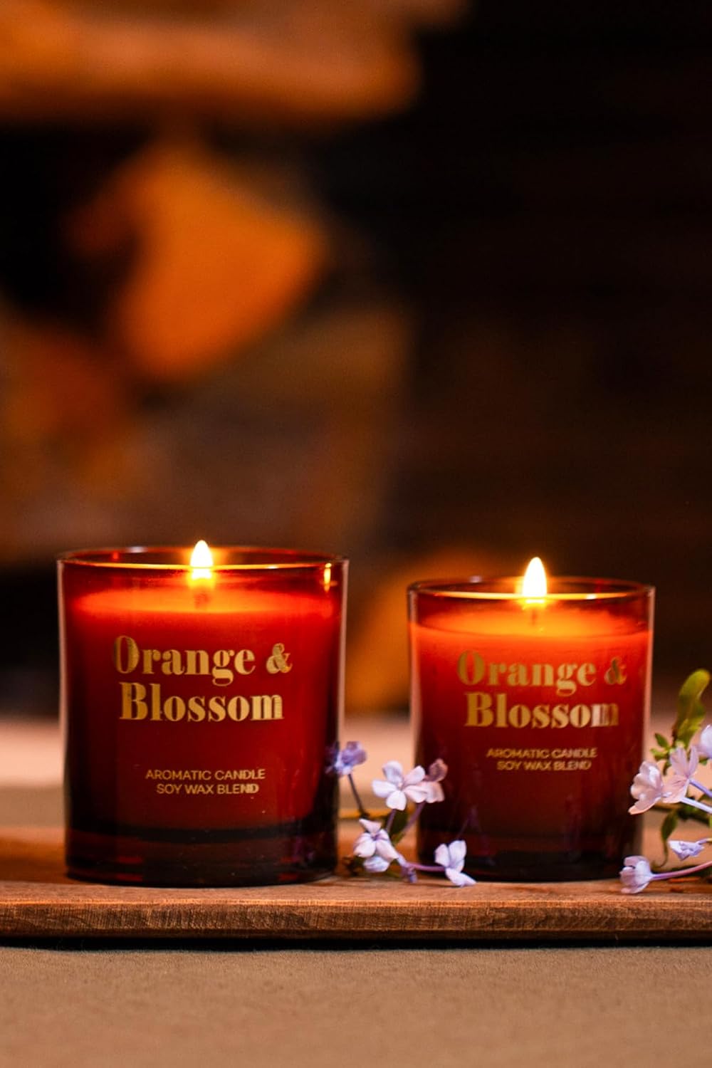 RAKLE Orange Blossom Kokulu Mum Seti 2’li | Dekoratif Cam Bardak Mum | Portakal Çiçeği Kokulu Aromaterapi Mum | Ev & Ortam Kokusu | 120-200 gr