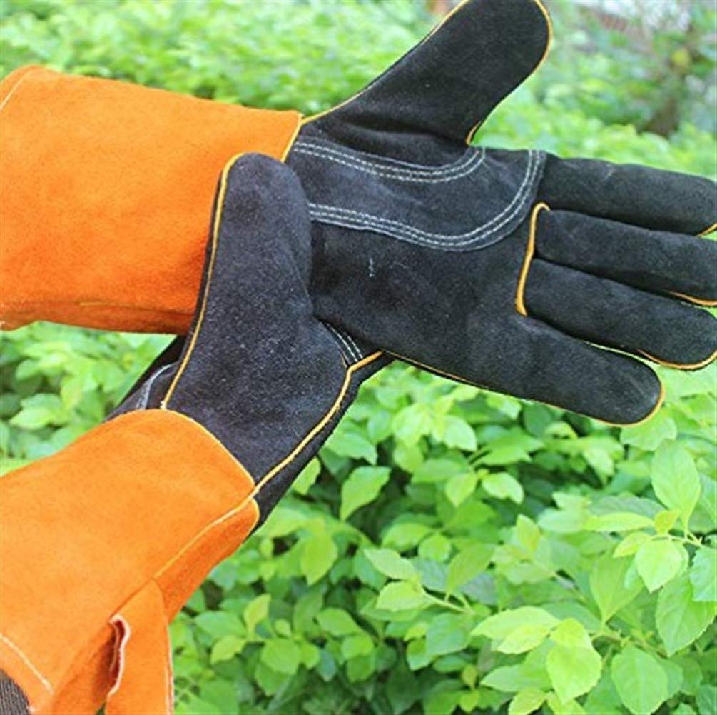 Guanti da lavoro resistenti all'usura Guanti in pelle Protect anti-scottatura, guanti barbecue anti-scottatura, guanti Grill anti-scottatura, Camino anti-scottatura guanti, cotone Fodera con 14 pollic