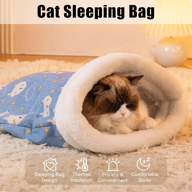 Foto 2 de 7 de DONGKER Saco de Dormir para Gatos, Cama Suave y esponjosa, Resistente al Viento y al Invierno