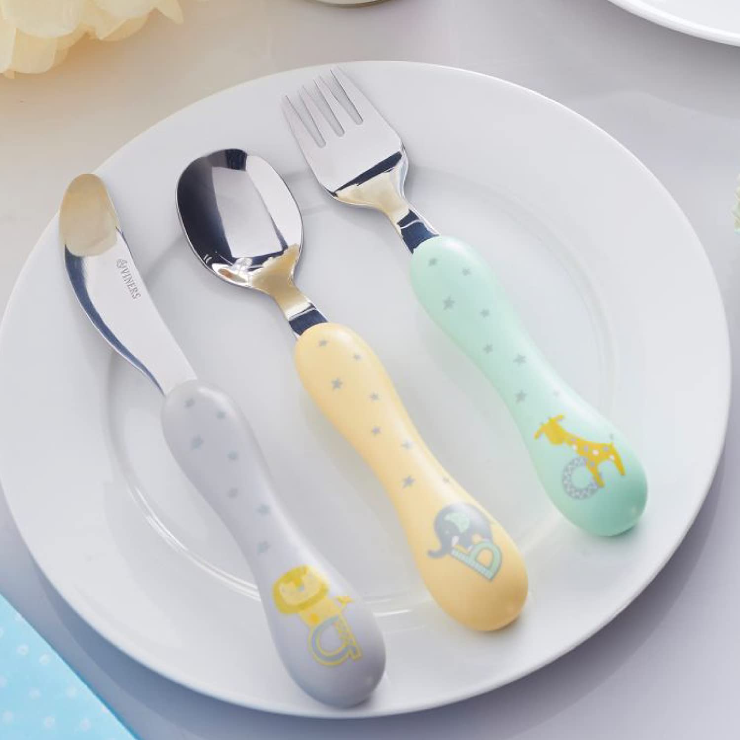 Viners Premium Kids Food Grade Stainless Steel Cutlery Set – 3 Pcs Easy Grip Flatware in Gift Box | Food Grade Forks and Spoons, Tableware for Boys, Girls, Kids 1