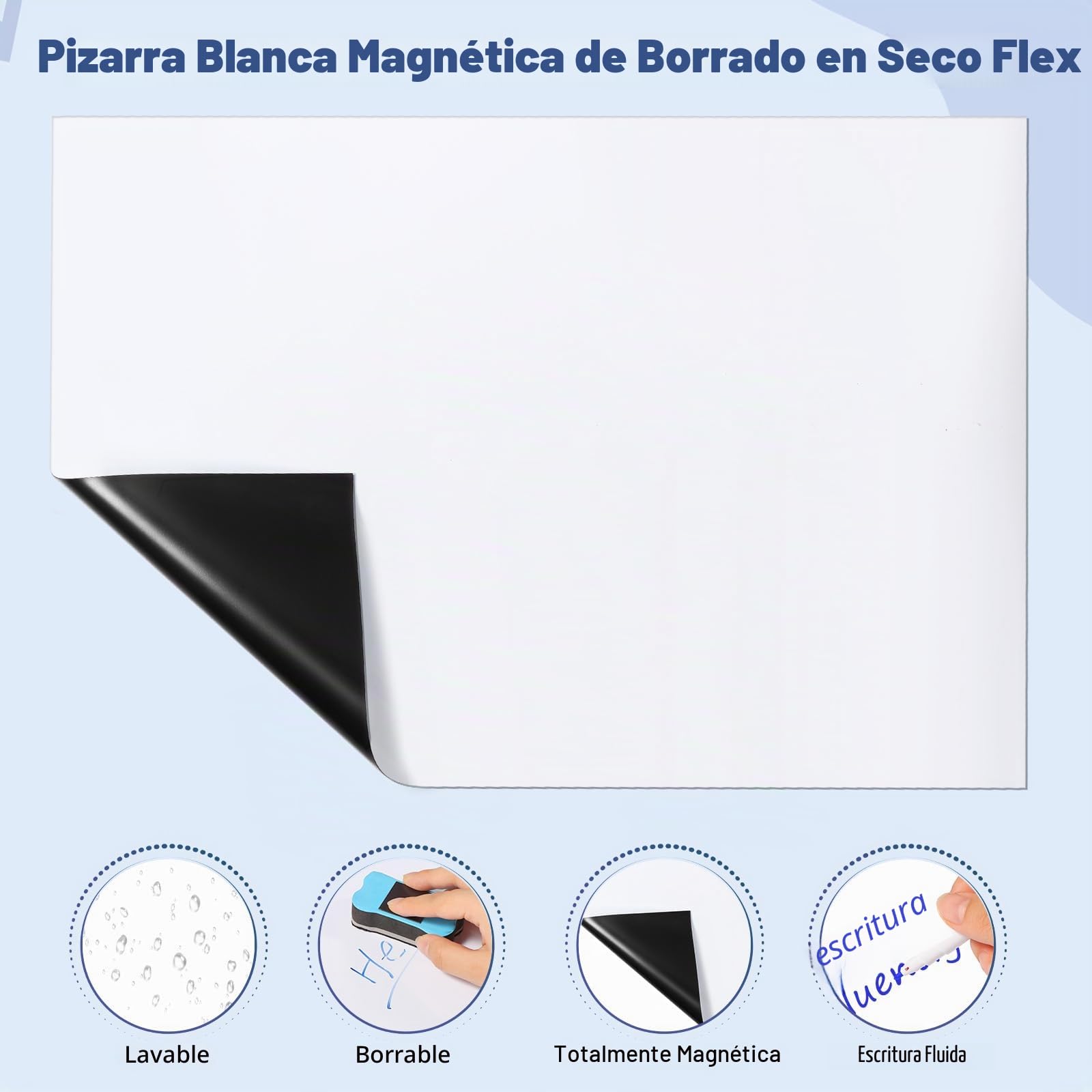 Pizarra Magnética Nevera Blendura A3 con Rotuladores y Goma, Tablero Blanco Magnético 42x29.3 cm para Planificar Estudios y Notas