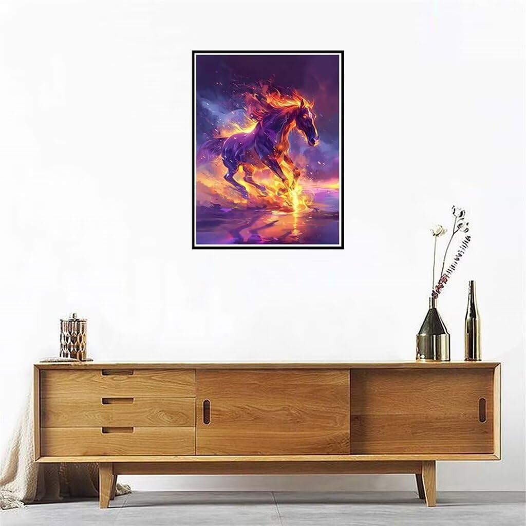 5D DIY Pintura Diamante Caballo Al Galope,Animal Diamond Painting Kit Completo,Punto de Cruz Diamante Dibujos para Niños Adultos,Diamante Pintura Kit Mosaicos Arte para Decoración Hogar 70x90cm B2435