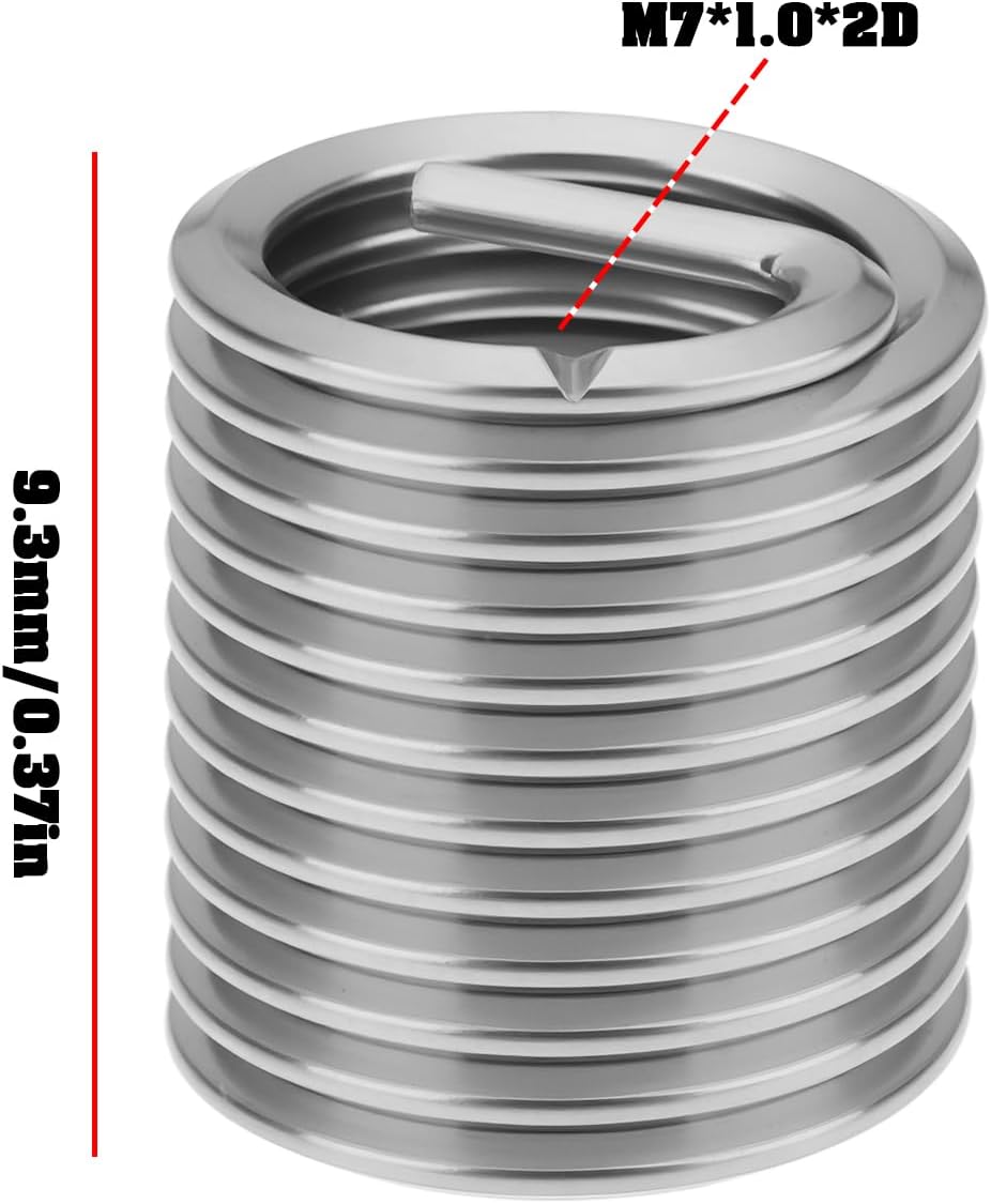 30pcs M7x1.0x2D 304 Stainless Steel Thread Repair Insert for Various Industrial Thread Repair Scenarios