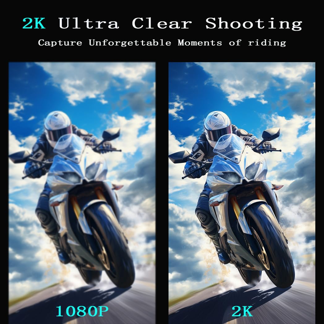 FreedConn Motorcycle Helmet Headset with Camera 2K HD, R1 Pro 6 Way 1000M WIFI Motorbike Bluetooth 5.0 Intercom - Image 2