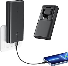 VRURC Batterie Externe 10000mAh avec Prise Pliable Power Bank USB C 22.5W PD QC3.0 Charge Rapide Chargeur Portable avec 3 Sorties et 2 entrées pour iPhone Huawei