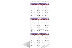 2024-2025 At A Glance 3 Month Wall Calendar - Purple