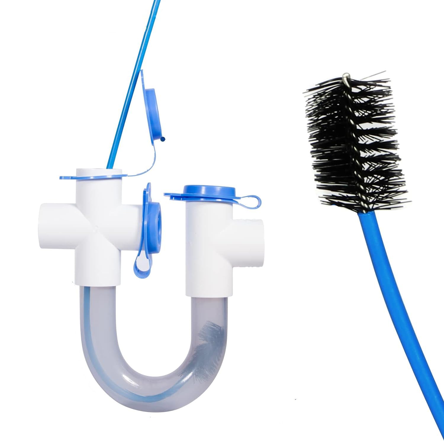 Siphon à condensat standard de 1,9 cm avec brosse de nettoyage – Siphon en U en PVC transparent pour systèmes CVC – Durable, facile à installer – Draine efficacement le condensat, empêche le
