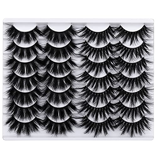 Newcally Lashes Fales Eyelashes Long Dramatic Fluffy Volume Faux Mink Soft Eye Lashes 14 Pairs 2 Styles Pack