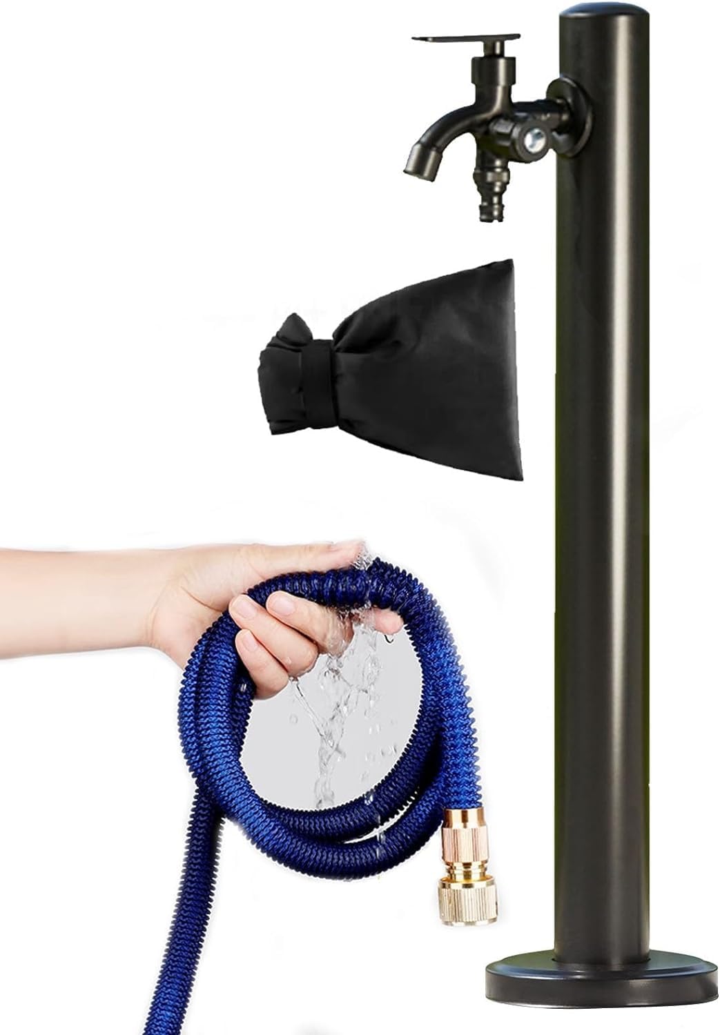 Colonne De Robinet Extérieur Jaune Verrouillable Avec Crochet - Acier Inoxydable, Pour Arrosage Jardin, Lavage Voiture - 5