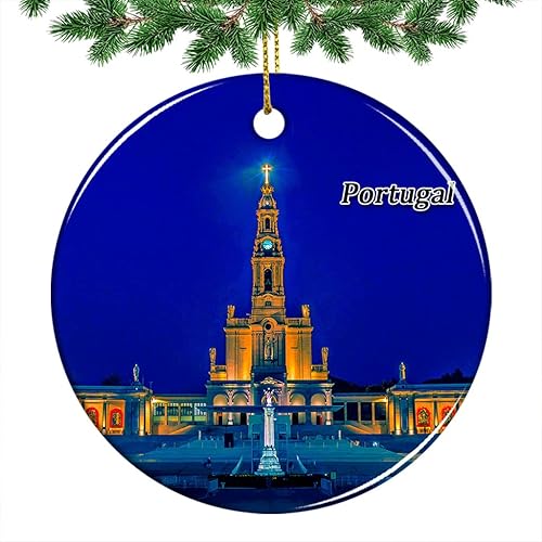 Portugal - Adorno de Navidad de Fátima 2022, colgante de árbol de Navidad, decoración de recuerdo de cerámica de doble cara, regalo de viaje, 2.8