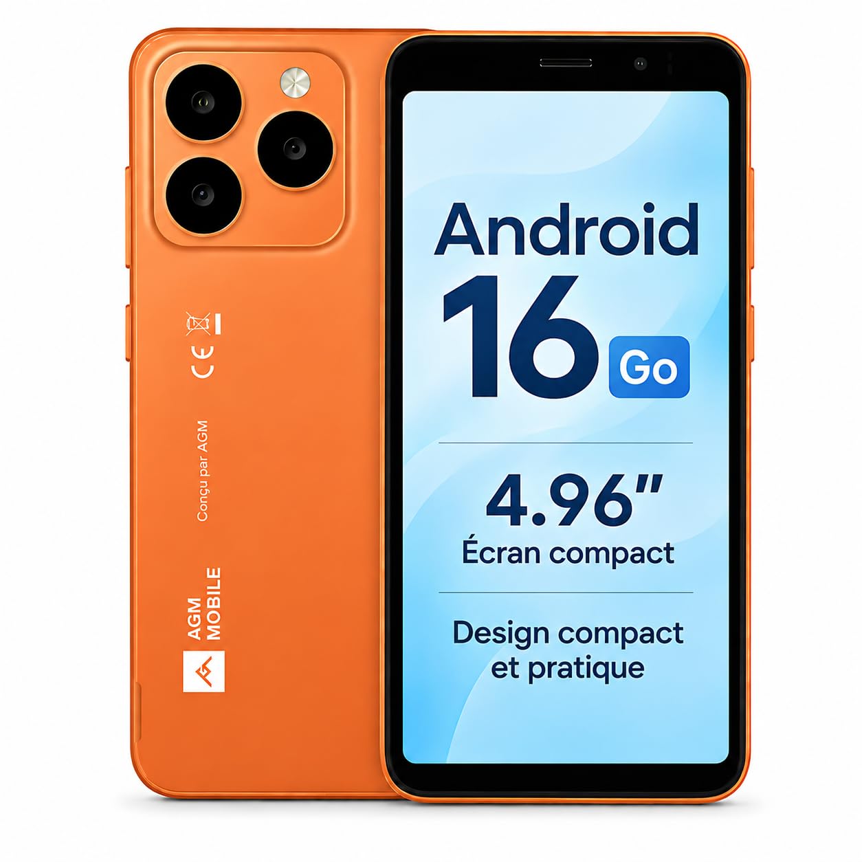Smartphone 4G compact Android double SIM AGM Note N2 avec batterie 3000 mAh longue durée