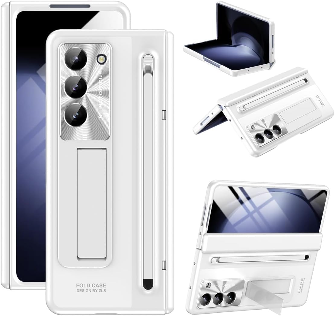 CRUPED Ultra Hybrid Premium Luxury Design PC Case for Samsung Galaxy Z Fold 6 - with S Pen/Tempered Glass Screen Protector/Kickstand/Comfortable Grip/Scratch Resistant for Fold 6 case (White) (B0DC4JJ84P) Amazon Price History, Amazon Price Tracker