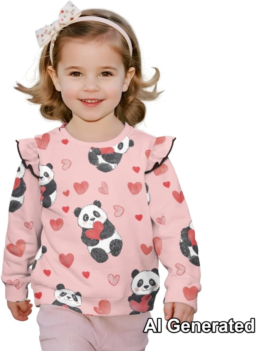 Toddler Long Sleeve Shirts Ruffle Fall Clothes Sweatshirts for Girls Home School Active Pullover 1-8 Years