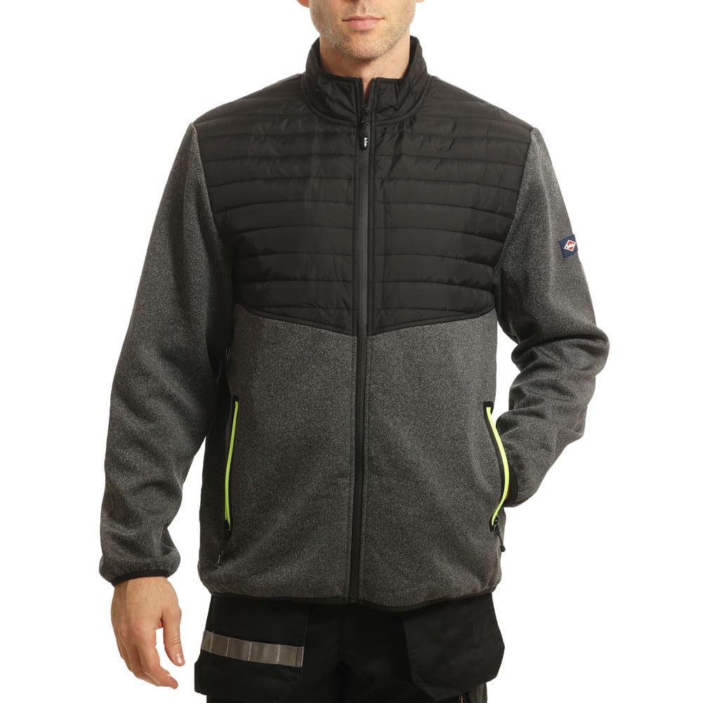 Lee Cooper Workwear Men's Fleece Lined Padded Work Jacket - Grey - XL