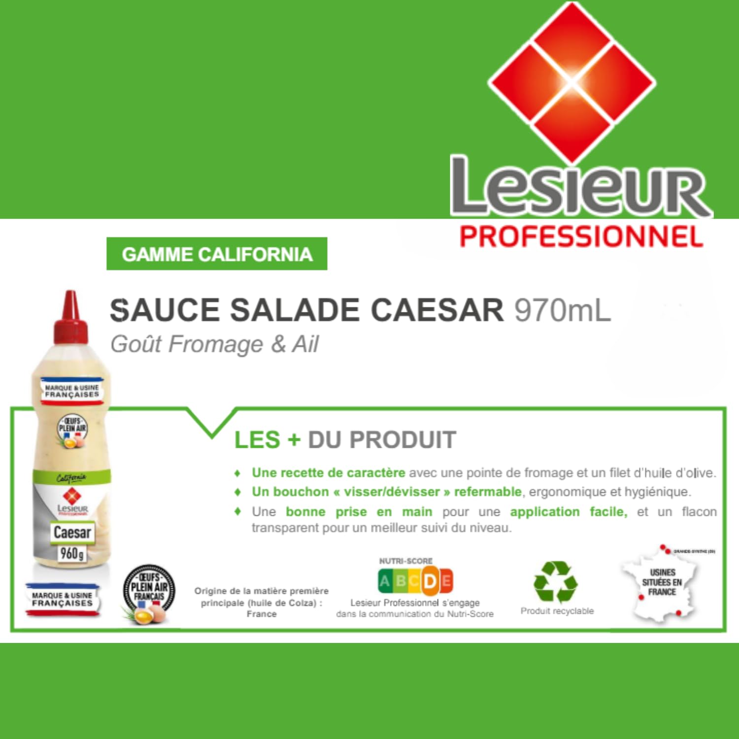 LESIEUR PROFESSIONNEL | Sauce California Caesar | flacon souple 970 ml