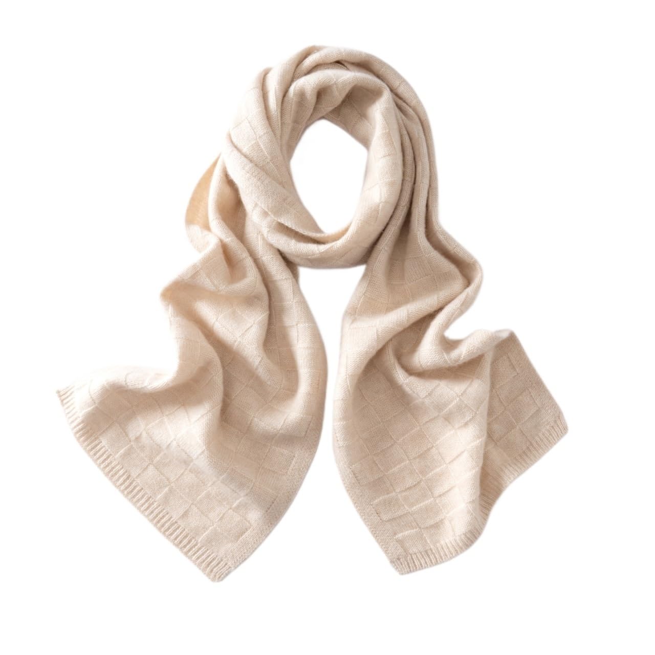 Sciarpa a quadri in vero cashmere, tinta unita, lavorata a maglia, calda, unisex, for uomo e donna Sciarpa(Camel)