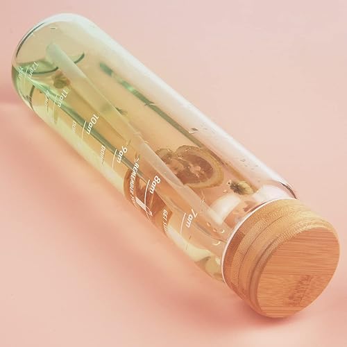 Miniatura 6 de Ferexer Botella de agua de vidrio de borosilicato de 32 onzas con popote y marcador de tiempo, botella de agua motivacional de boca ancha con funda