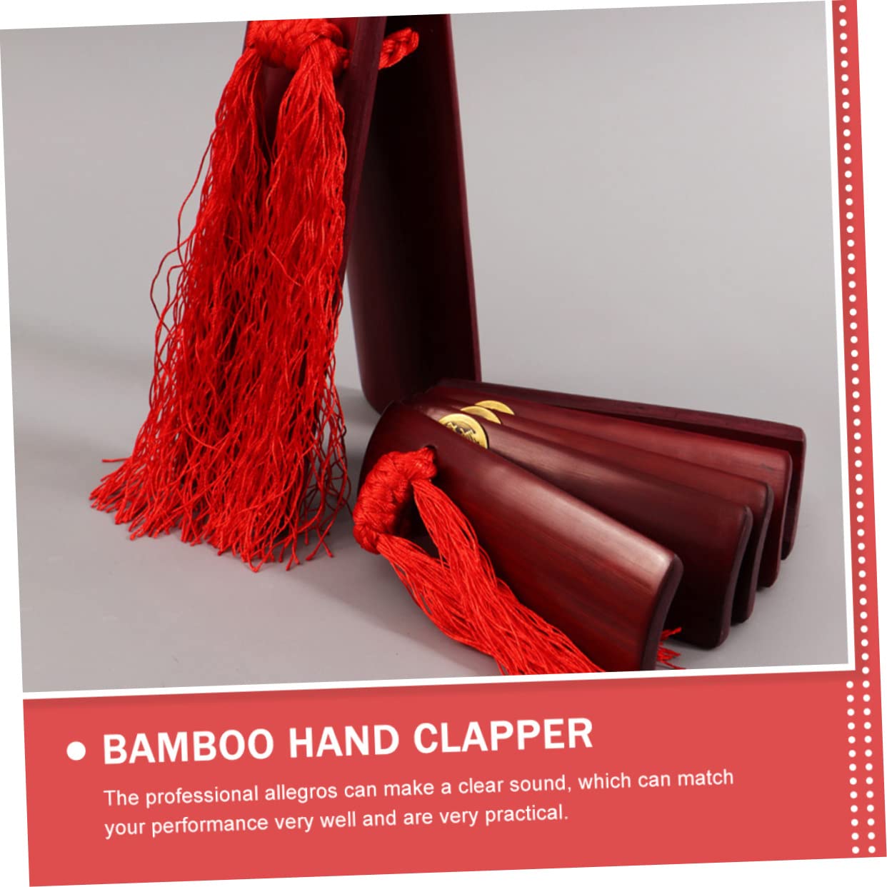 Badajo, instrumento de percusión, Badajo de mano Allegro s de bambú viejo for adultos Castañuelas for adultos Platos de bambú for 3 pares Generador de ruido Allegro tradicional China Kuaiban Bam