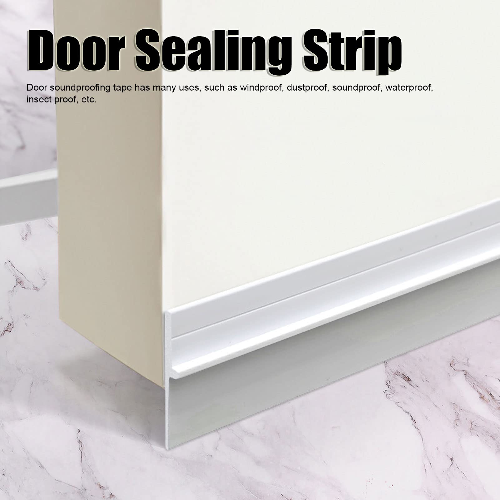 Nastro insonorizzante per porte Impermeabile insonorizzato sotto la striscia di tenuta sotto la porta Guarnizione della porta inferiore per la casa Hotel Materiale PVC 5 metri 5 (Grigio Bianco)