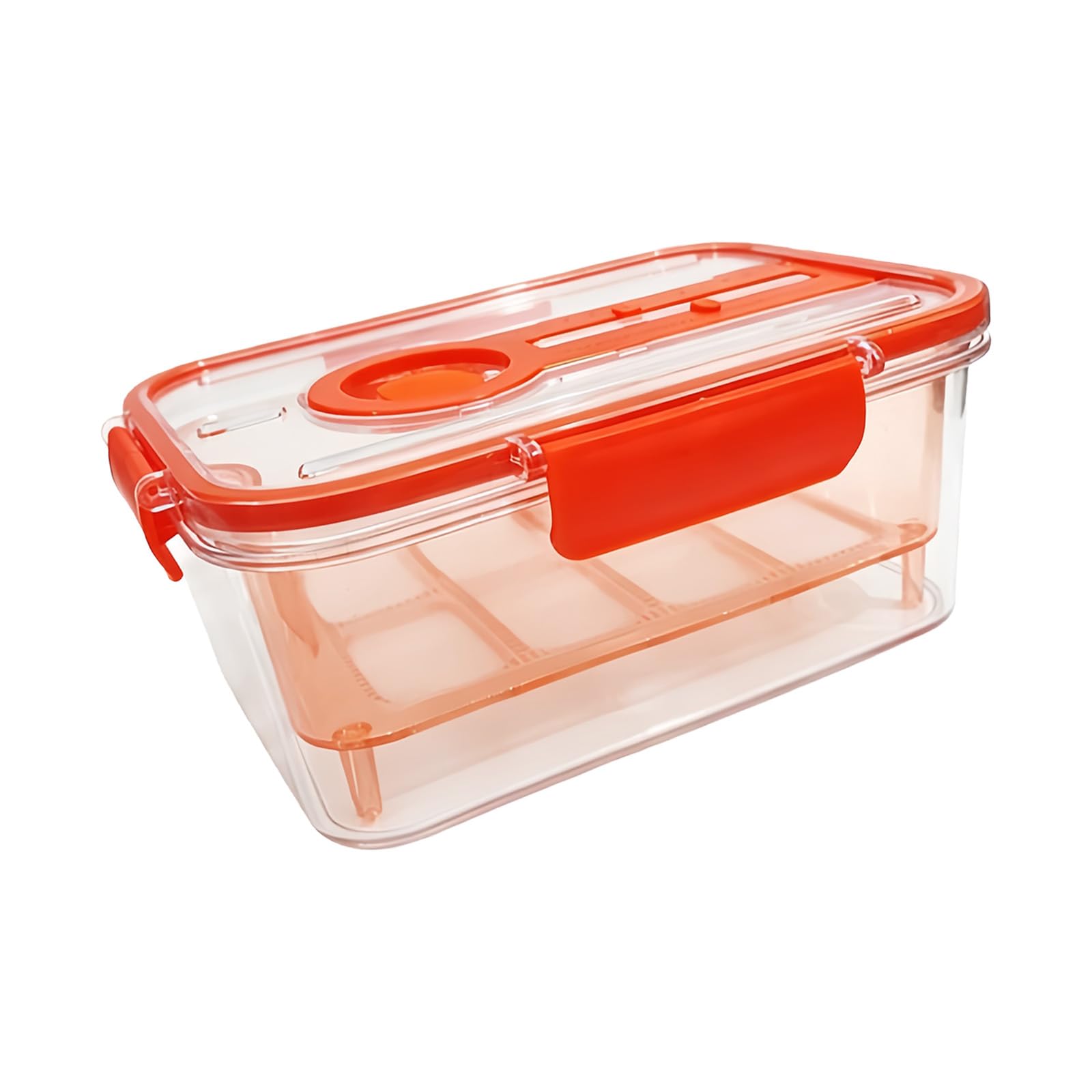 Salad Prep Container, Elevated Drain Tray, Secure Lid, Ingredient Organizer, Household Countertop Holder Utility Vegetable Rinse Box Produce Keeper Tray Salad Prep Organizer Fruit Drain Container Wash
