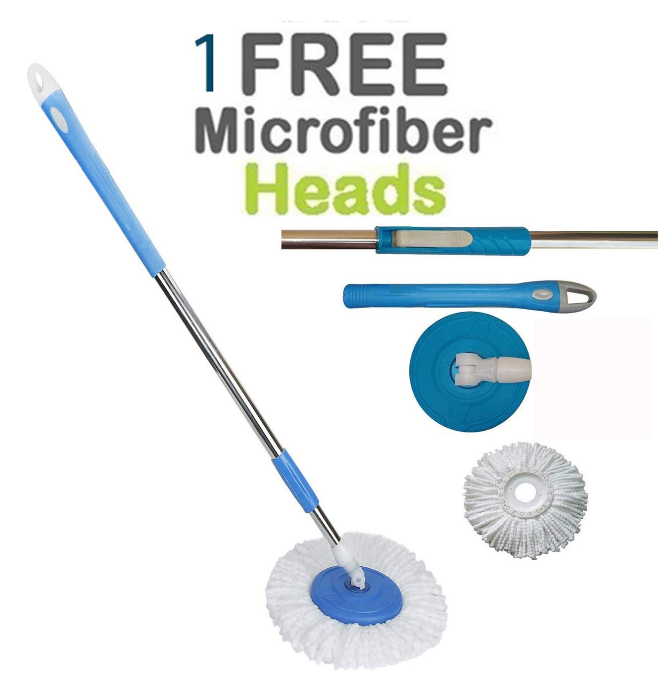 Livronic® Spin Mop Handle stick with microfiber head refill stainless