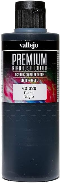 Vallejo VAL63020 Model Paint, Black, 200 ml (Pack of 1)