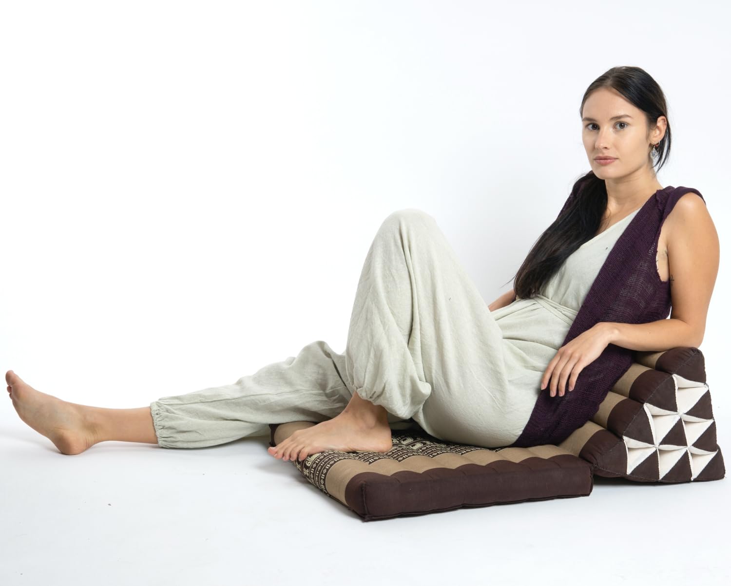 Cuscino Meditazione Yoga - 18x30x30 Cm, Nero/Arancio, Per Seduta A Terra O Decorazione - Foto 5