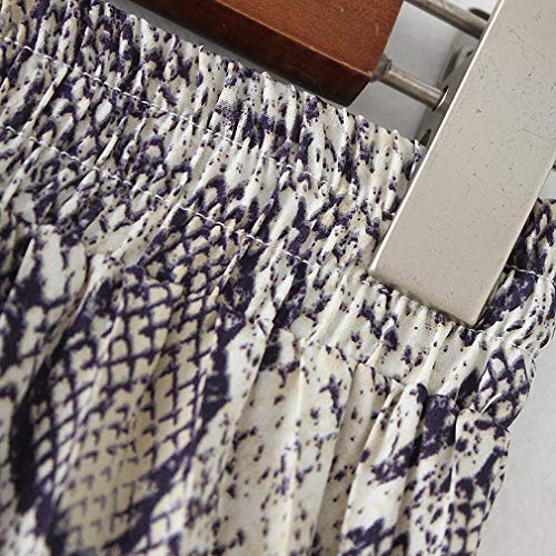 Dawery Women Snake Print Pleated Skirt Drawstring Tie Elastic Waist Ladies Casual Mid Calf Skirts4