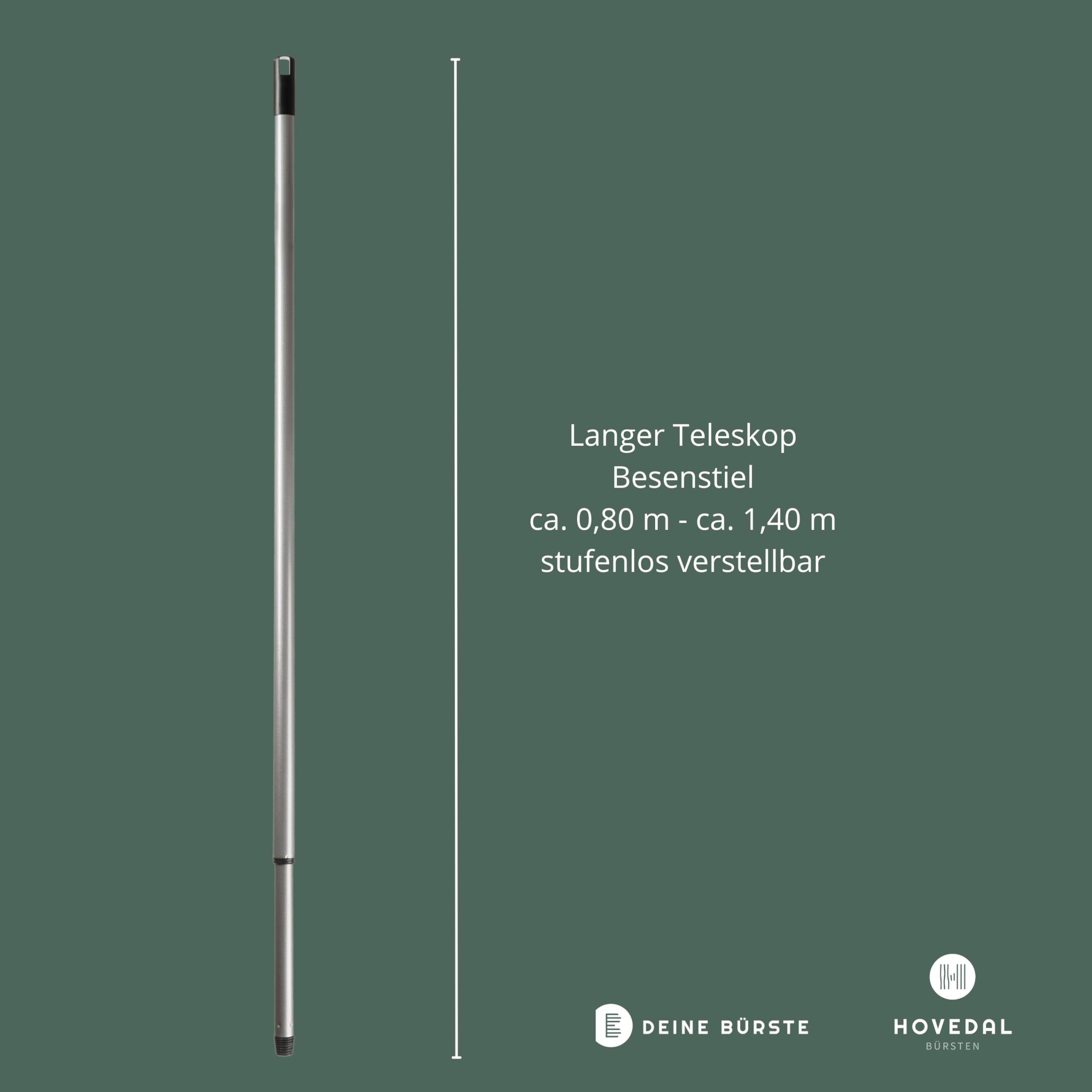 2x Besenstiel Teleskopstiel, 80 cm - 140 cm, Lange, stabile Teleskop Besenstiele mit Gewinde, Stiel für Besen