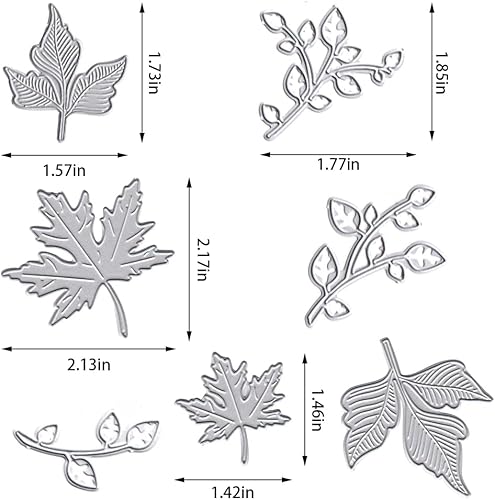 Miniatura 7 de Troqueles de corte de metal de hojas de otoño para hacer tarjetas, hojas de Acción de Gracias, hojas de árbol de otoño, primavera, tallos en