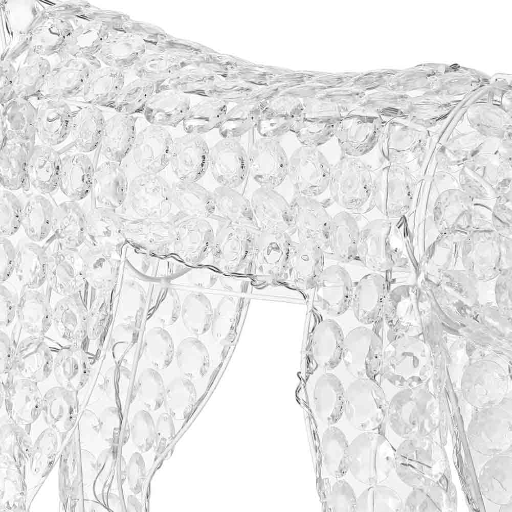 BAKAJI Renna Natalizia Luminosa Mangia Bruca L'Erba Figure di Natale 3D Cristalli in Acrilico Riflettente 100 Luci LED Bianco Caldo Altezza 42 cm