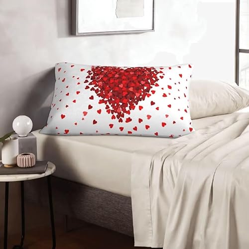 Miniatura 6 de AEIOAE Juego de 2 fundas de almohada de San Valentín de 12 x 20 pulgadas, almohadas de corazón rojo de amor de algodón para decoración del día de