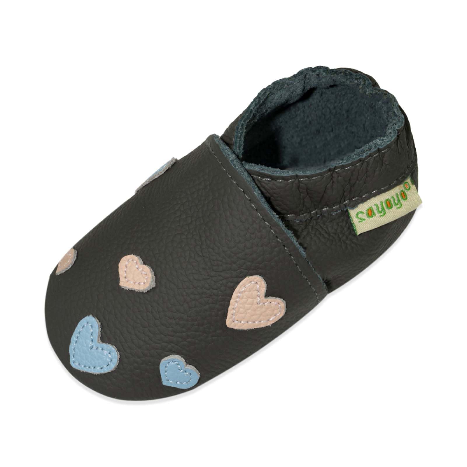 SAYOYO Weiche Leder Krabbelschuhe Baby Lauflernschuhe Jungen Rutschfeste Babyhausschuhe Mädchen Kleinkind Lederschuhe