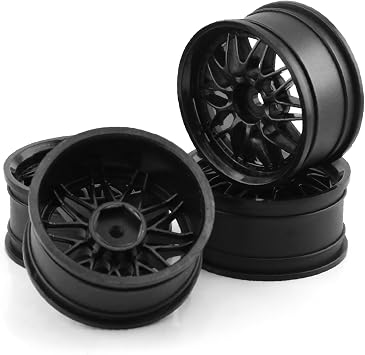 1/10 RC On Road Wheels Hubs 12mm Hex Hard Plastic Drift Rims for 110 Scale Rally Racing Car Tires Tamiya TT01 TT02 XV01 A959 PTG2 144001 HPI KYOSHO HSP PTG2 Touring Street Tyres 4PCS Black