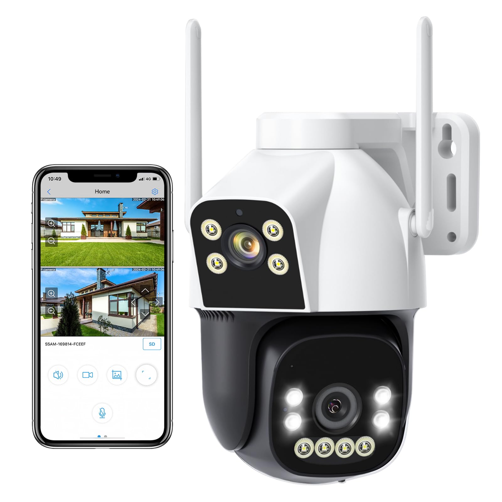CAYVIS 2MP+2MP Telecamera Wi-Fi Esterno, 2.4GHZ/5GHZ PTZ Videocamera Sorveglianza Esterno con Doppia Lente,FHD Tracciamento Automatico, Visione Notturna a Colori, Audio Bidirezionale (Nero)