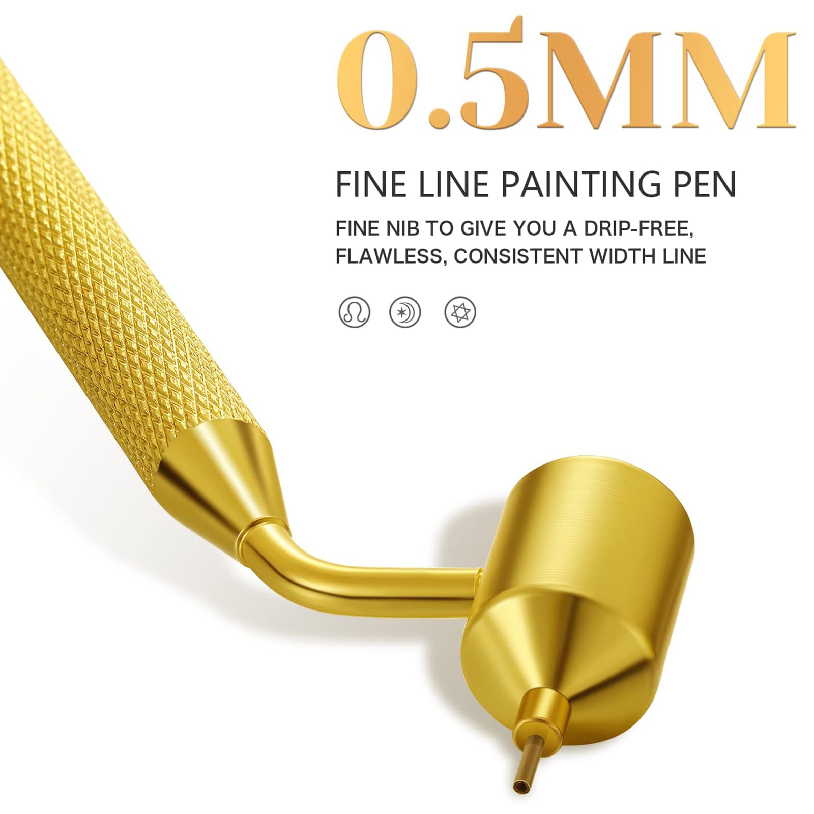 Penna per vernice a linea sottile inclinata, Vernice per ritocco di precisione Penna per scrittura a fluido grande Strumento di ritocco per vernice per trucioli di roccia Riparazione di graffi (0.5mm