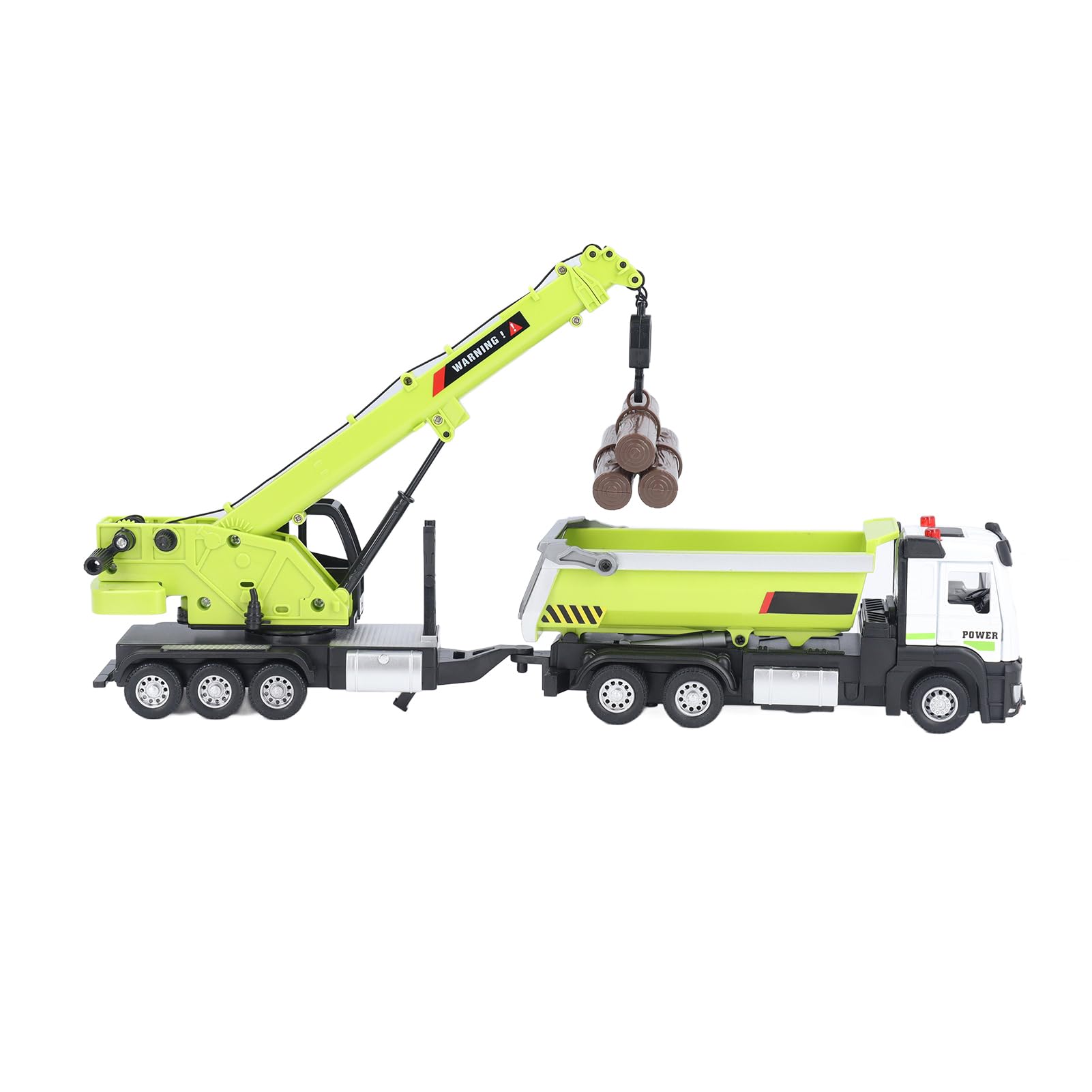 Pilipane Alloy Crane with Dump Truck Model Toy Multifunctional Lifelike Construction Vehicle Engineering Toy for Kids Birthday (Green)
